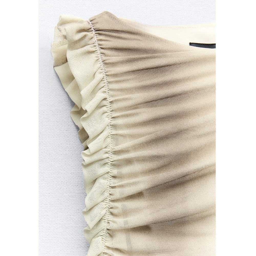 Zara RUFFLED PRINTED TULLE DRESS - Picture 7 of 9